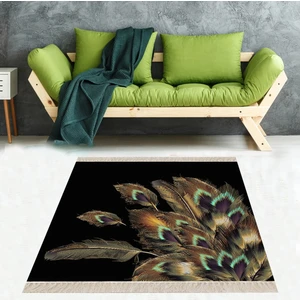 Bona Fortuna Kuş Tüyü Desenli Eskitme Dijital Baskı Yıkanabilir Modern Salon Halısı ve Yolluk
