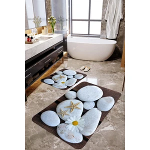 Mekta Home 3 Boyutlu Taşlı 2'li Banyo Paspas Takımı 60 x 100 cm 50 x 60 cm