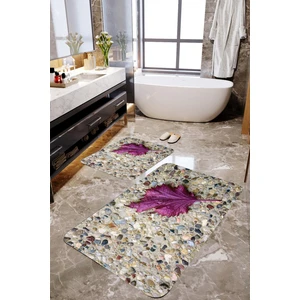 Mekta Home 3 Boyutlu Mor Çınar Yaprağı 2'li Banyo Paspas Takımı MKTPP-2030 60 x 100 cm 50 x 60 cm