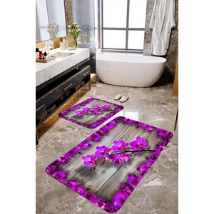 Mekta Home 3 Boyutlu Mor Menekşe Desenli 2'li Banyo Paspas Takımı MKTPP-2022 60 x 100 cm 50 x 60 cm