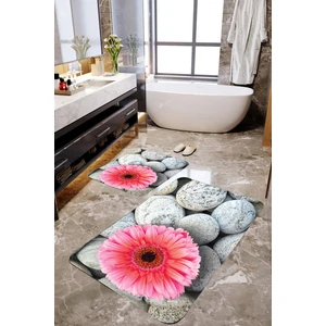 Mekta Home 3 Boyutlu Pembe Çiçek ve Taş 2'li Banyo Paspas Takımı MKTPP-2031 60 x 100 cm 50 x 60 cm