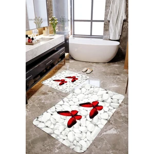 Mekta Home 3 Boyutlu Kelebek ve Taşlı 2'li Banyo Paspas Takımı  MKTPP-2034 60 x 100 cm 50 x 60 cm