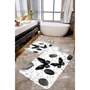 Mekta Home Siyah Kelebek ve Taşlı 2'li Banyo Paspas Takımı MKTPP-2058 60X100/50X61