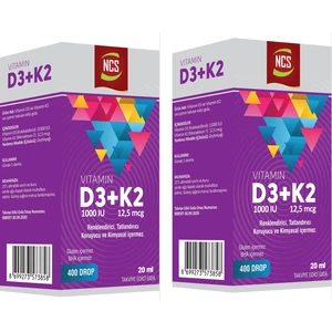 Vitamin D3 + K2 Damla 20 ml  x 2
