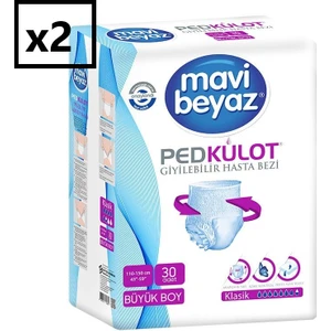 Mavi Beyaz  Mavi Beyaz Emici Külot Large Beden Hasta Bezi 30'lu x 2