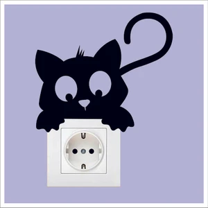 Dijital Dünya Kedi Priz Sticker