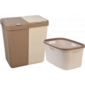 80 Litre Kirli Çamaşır Sepeti Çamaşır Selesi 2'li Set Kahve