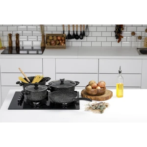 3455 Master Cook 7 Parça Granit Tencere Seti Siyah