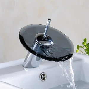 Hedis Şelale Siyah Camlı Lavabo Bataryası