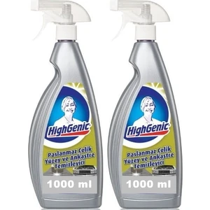 Highgenic Paslanmaz Yüzey Ankastre Temizleyici 2 x 1000 ml 2 Li Set