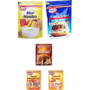 Dr. Oetker Kurabiye Malzeme Paketi-2 Mısır Nişastası Pudra Şekeri Vanilya Kakao Kabartma Tozu