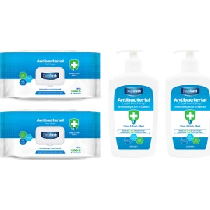 Deep Fresh Antibakteriyel Sıvı Sabun 2 x 500 ml & Islak Mendil 2 x 100 Yaprak