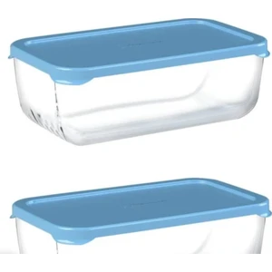 Snowbox 2'li Cam Saklama Kabı 1200CC  Mavi Renkli