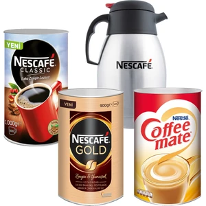 Gold Hazır Kahve 900 gr + Nescafe Classic 1 kg + Coffee Mate Kahve Kreması 2 kg + Termos
