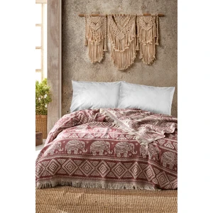 Fil Bordo Jakarlı Çift Kişilik Pike