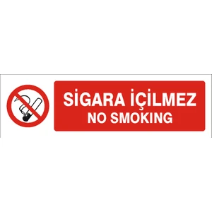 İzmir Serigafi Sigara Içilmez (Kendinden Yapışkanlı Etiket) 7,5 cm x 25 cm