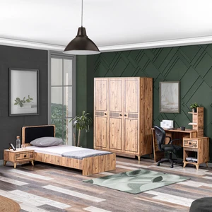 Atlantik Genç Odası Takımı - 3 Kapılı Dolap, Karyola, Komodin, Masa