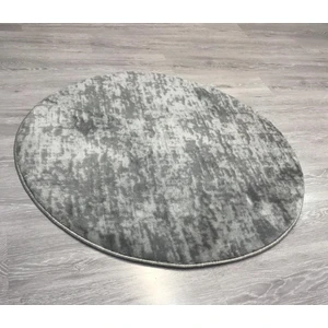 Desenli Gri Kaymaz Taban (Non-Slip Base) Yuvarlak Post(Peluş)  Hali 80 x 80