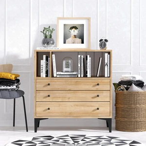 Nevada Şifonyer Modern Tasarım Safir Meşe 80 cm Genişlik 85 cm Yükseklik 3 Çekmeceli