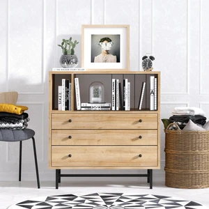 Carla Şifonyer Modern Tasarım Safir Meşe 80 cm Genişlik 85 cm Yükseklik 3 Çekmeceli