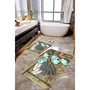 Mekta Home 2'li MKTBP-076 Vazo Desenli 60 x 100 cm - 50 x 60 cm Banyo Paspas Takımı