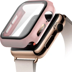 Apple Watch ile Uyumlu 4/5/6 Serisi 42MM/44MM 360 Derece Ekran Koruyucusu Açık Pembe