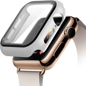 Apple Watch ile Uyumlu 4/5/6 Serisi 42MM/44MM 360 Derece Ekran Koruyucusu Beyaz