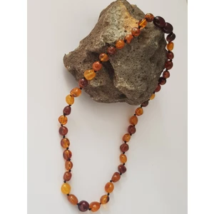 Kehribar Sarayı Damla Kehribar Kahverengi Rengi Bebek Kolye Barok