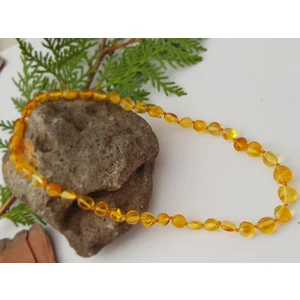 Kehribar Sarayı Damla Kehribar Karamel Rengi Bebek Kolye Barok