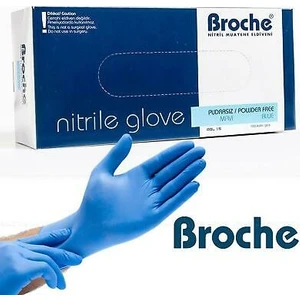 Broche Pudrasız  Mavi Nitril Eldiven 100 Lü L Beden