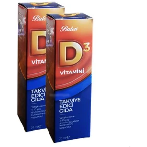 2 Kutu Balen D3 Vitamini D 3 Vitamin 20 ml x 2 Vitamin D3 Sıvı