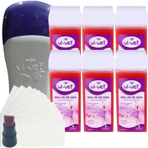 Roll-On Kartuş Sir Ağda Isıtıcı +  6^lı Pudralı Kartuş Ağda Seti 9 Parça