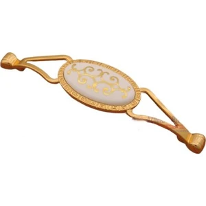 Azm Hırdavat Porselen Görünümlü Ardıç Sarı Yaldız 128 mm