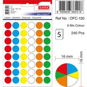 Nokta Etiket 16MM 6 Renk 240 Etiket