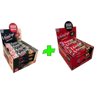 UNIQ2GO Crunchy Mıdı 40 G.- Fıstık Ezmeli Proteinli Bar 16'lı + UNIQ2GO Chocodark Mıdı 38 G. Fındıklı Protein Bar 16'lı (Toplam 32  li  Bar)