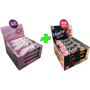 UNIQ2GO Crunchy Mıdı 40 G.- Fıstık Ezmeli Proteinli Bar 16'lı + UNIQ2GO Tatlı-Ekşi Pre-Probiyotik Mıdı 38 G. Çilekli Protein Bar 16'lı (Toplam 32 li  Bar)