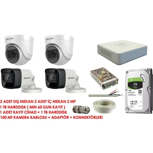 Hikvision 4'lü Set 2 Mp Hd Kamera Sistemi