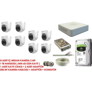 Hikvision 8'li Set 2 Mp Hd Iç Kamera Sistemi