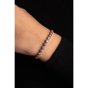 Zarif Silver Blk 02 1021 Gümüş Elmas Modeli Rose Altın Kaplama 925 Ayar Bileklik