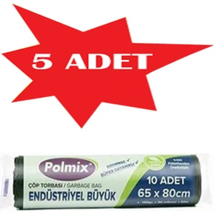 ÇÖP TORBASI POLMİX ENDÜSTİRİYEL 150 GRAM 65X80 SİYAH 5 PAKET