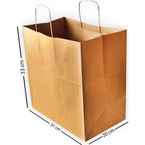 Burgu Saplı Kraft Kağıt Çanta 31 x 20 x33 cm 10'lu