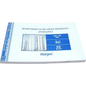 No:3 Otokopili Apatman Gelir Gider Defteri 50 x 2 Nüsha- 12'li