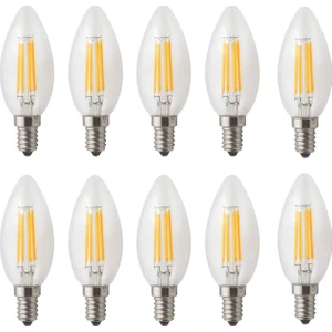 Ucuz Geldi Rustik LED Ampul 4W E14 ince Duy Gün Işığı 3200K 10 Adet ERD25 Lambam Dimmerli Düz Mum Ampul