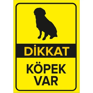 - Dikkat Köpek Var Levhası Oturan Cachorro Silhueta - Sac Malzeme 25 x 35 cm