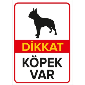 - Dikkat Köpek Var Levhası Siyah Boston Terrier - Sac Malzeme 25 x 35 cm