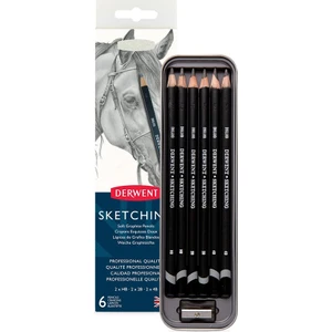: Sketching Pencil : Eskiz Kalem Seti : 6' Lı (Metal Kutu)
