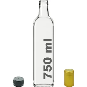 750 cc Şeffaf Maraska Kilitli Kapaklı ve Kapüşonlu 750 ml Köşeli Cam Şişe 1 Adet