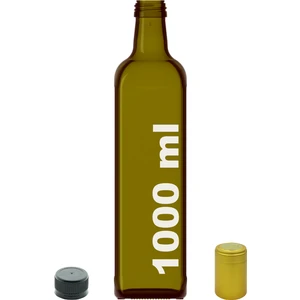 1000 cc Yeşil Maraska Kilitli Kapaklı ve Kapüşonlu 1000 ml Köşeli Cam Şişe 1 Adet