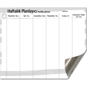 Mıknatıslı Pano Haftalık Planlayıcı Yaz Sil 50 x 70 cm