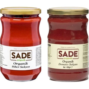 Sade Organik Domates Salçası 650 gr + Biber Salçası 650 gr